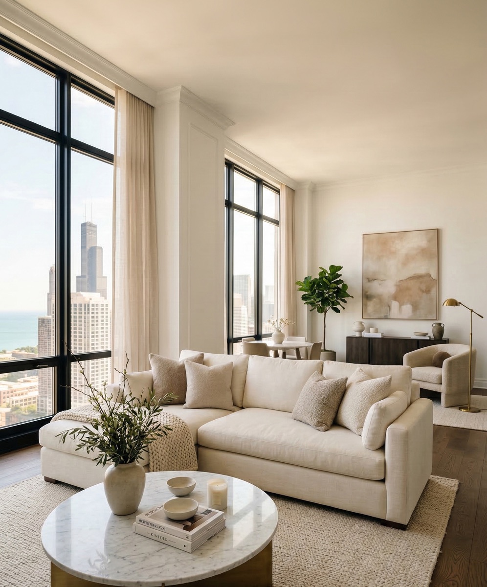 Luxury living room with natural light
